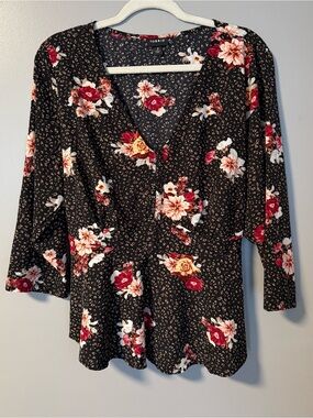 Torrid | Floral Leopard Peplum Blouse